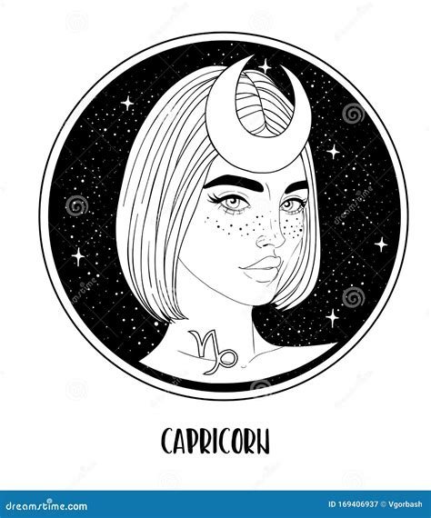 capricorn woman sketch print celine figure the file|Capricorn Outline Drawing royalty.